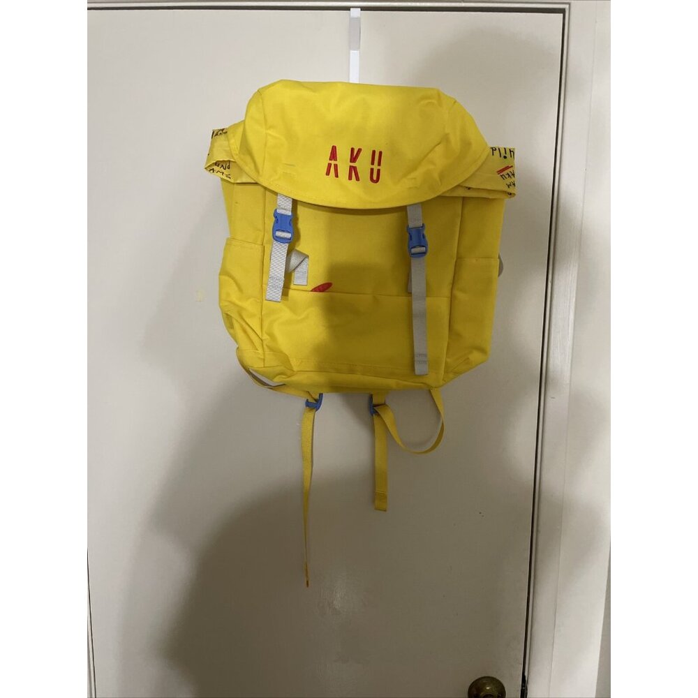 Aku World Akus Backpack Yellow Canvas School Travel Carry Bag